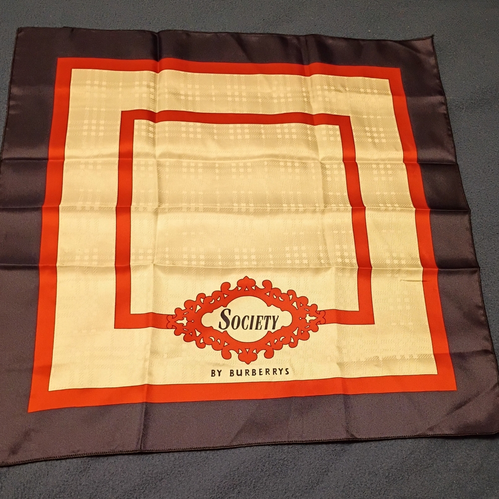 Burberry Red and Cream Silk Scarf